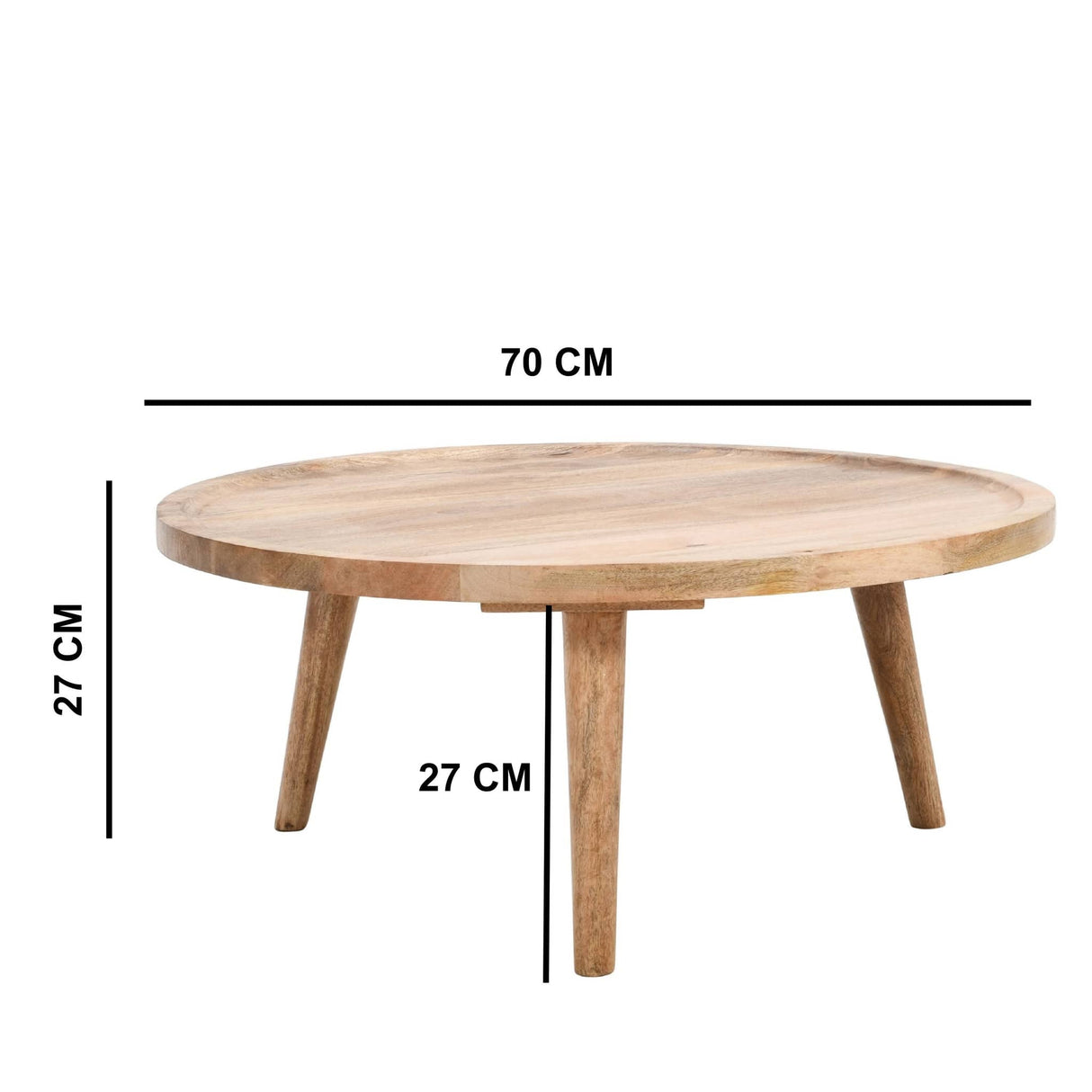 Marlow Light Mango Wood Round Low Coffee Table Verty Furniture