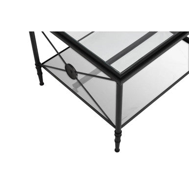 Orsina Glass Top Coffee Table with Elegant Metal Frame and Storage Shelf