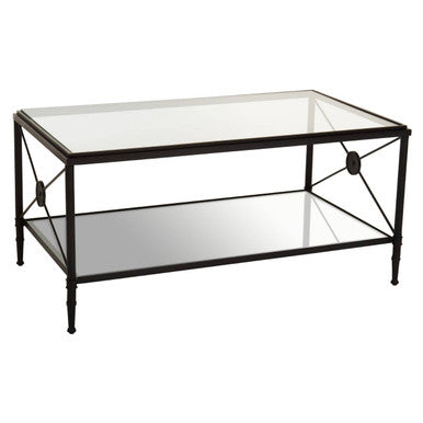 Orsina Coffee Table with Glass Top and Stylish Metal Frame for Modern Living Rooms