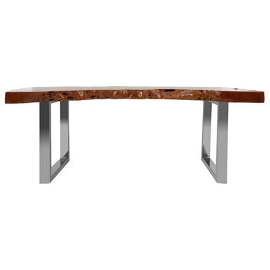 Orsina Coffee Table with Natural Edge Wood Top and Sleek Metal Legs for Modern Living Spaces