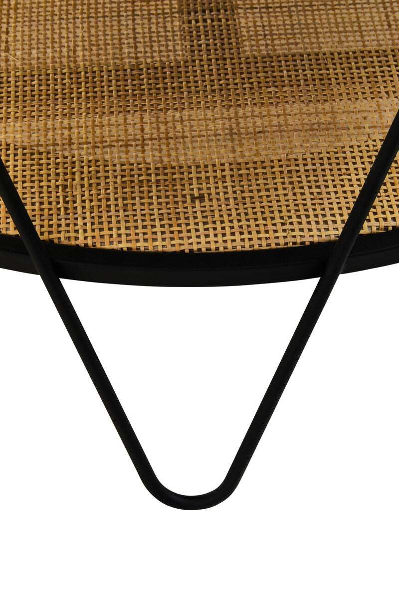 Orsina Coffee Table with a stylish woven top and sleek black metal legs for modern living rooms