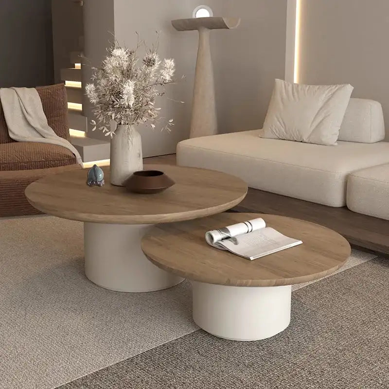 Nisu Home Coffee Table Set with Natural Wood Finish and Modern Base for Stylish Living Rooms