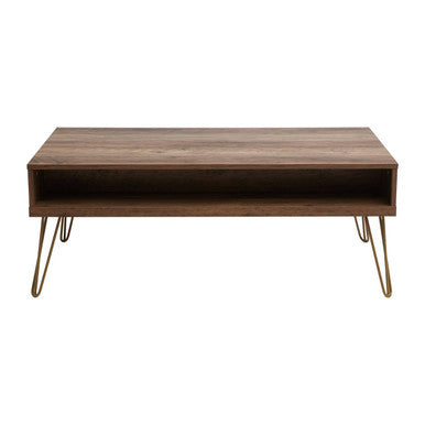 Orsina Coffee Table in a modern design with a wooden surface and metallic legs
