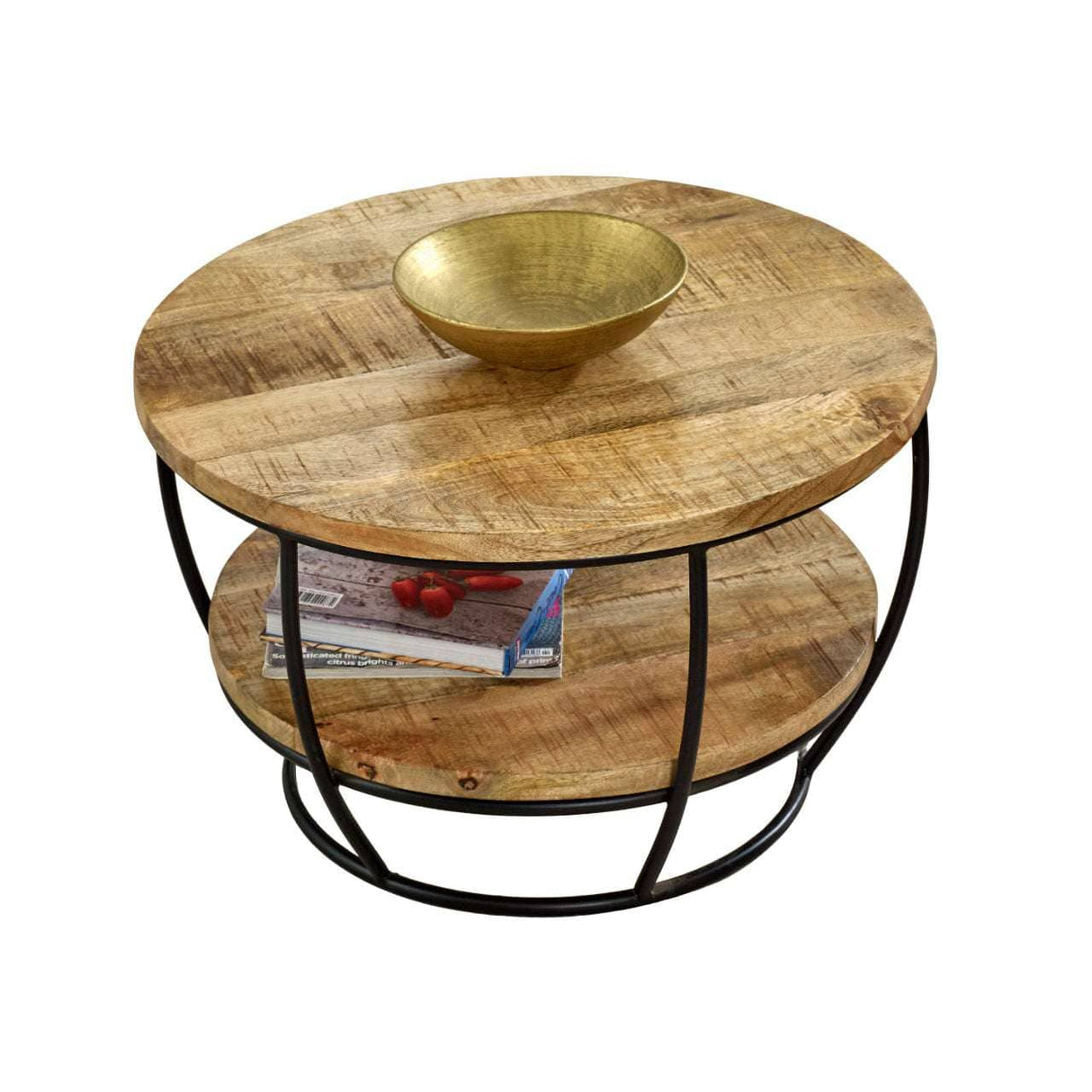 Merlin Mango Wooden & Metal Coffee Table With Shelf Verty Furniture