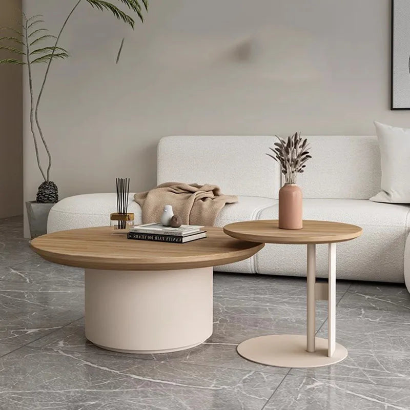 Modern Nisu Home Coffee Table with a Round Top and Stylish Base in a Contemporary Living Room