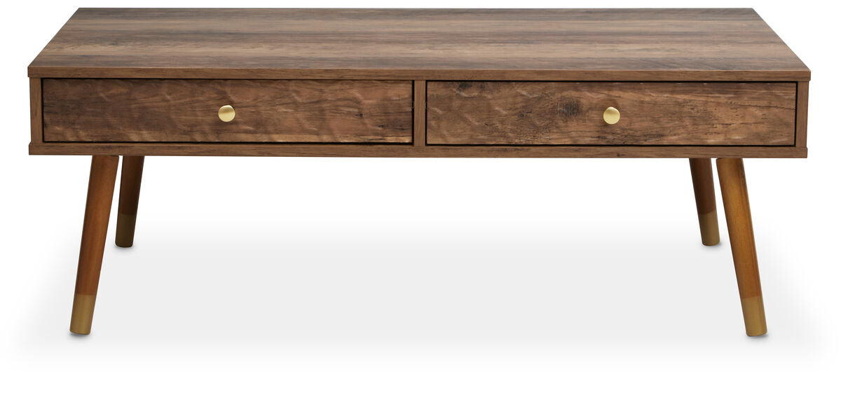 Orsina Coffee Table with Two Drawers and Wooden Legs for Stylish Living Room Decor