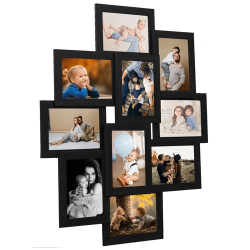 vidaXL Black Collage Photo Frame for 10 Photos vidaXL