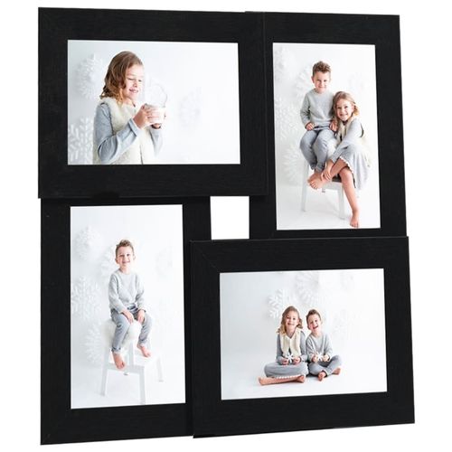 vidaXL Black Wooden Collage Photo Frame for 4 Photos vidaXL