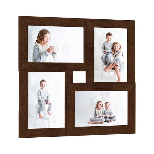 vidaXL Black Wooden Collage Photo Frame for 4 Photos vidaXL