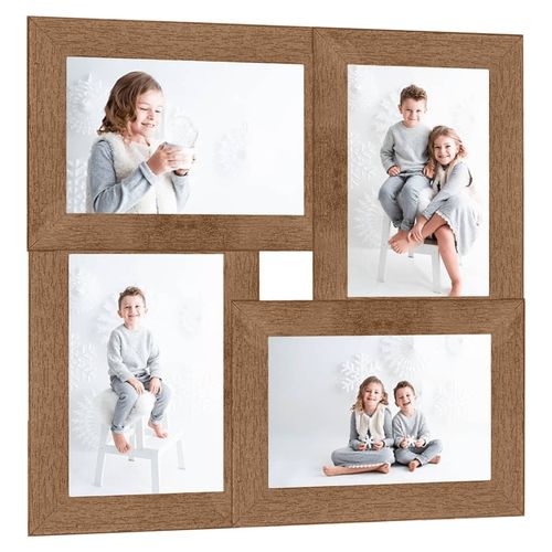 vidaXL Black Wooden Collage Photo Frame for 4 Photos vidaXL