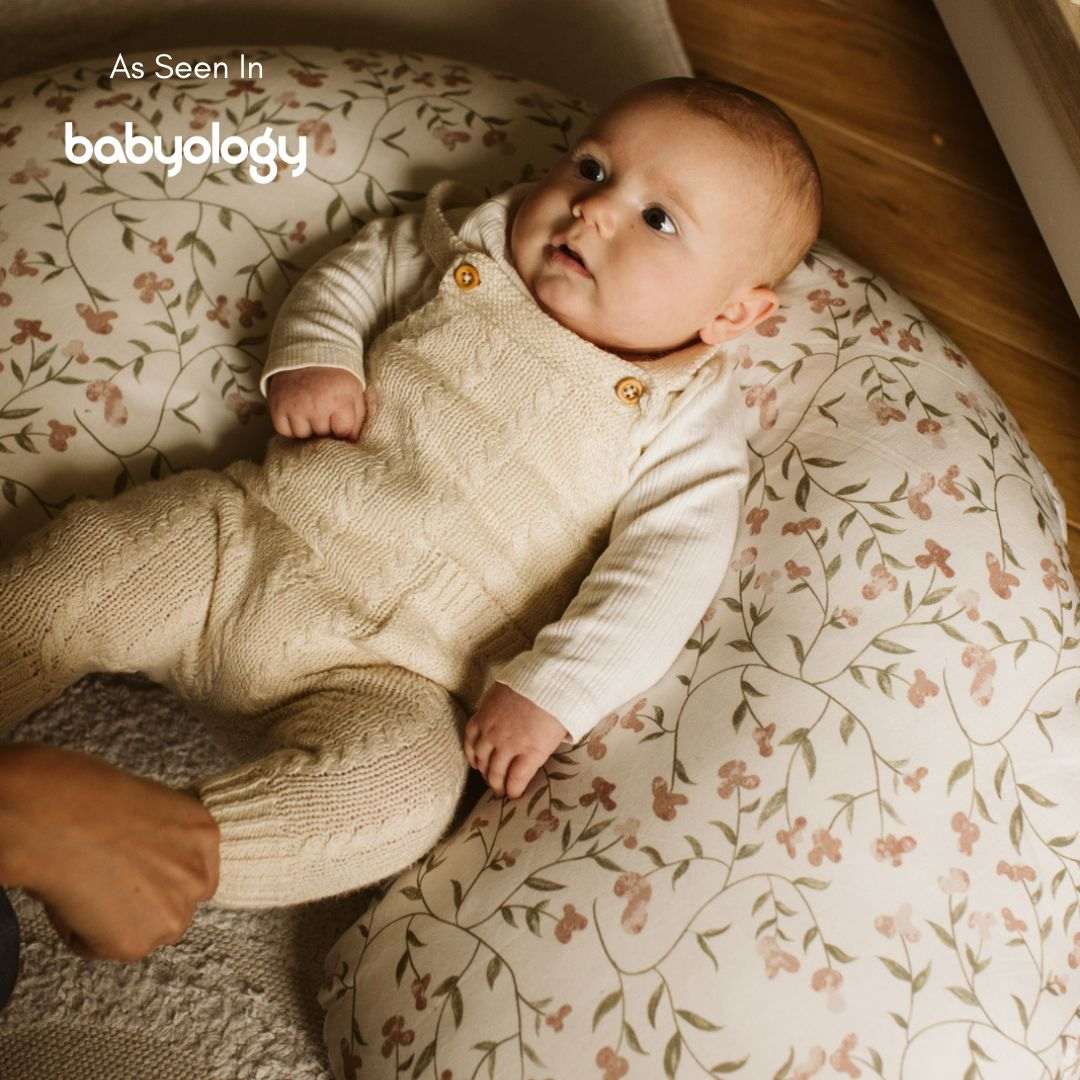 BellaMoon 3-in-1 Comfort Pillow with floral design for babies, providing support and comfort