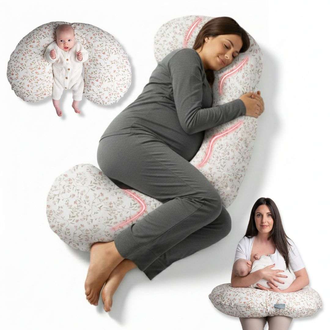 BellaMoon 3-in-1 Comfort Pillow for pregnancy, nursing and relaxation with floral design