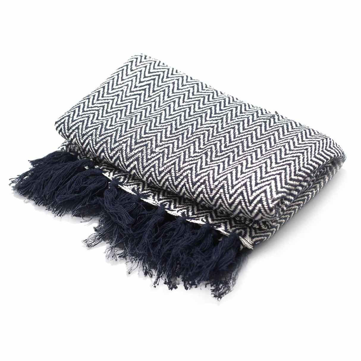 Boho Comfort Throws - 125x150cm - Navy Zigzag AW-Dropship