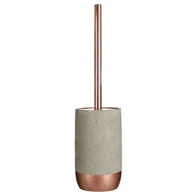 Orsina Toilet Brush in Grey Concrete with Copper Base for Stylish Bathroom Cleaning