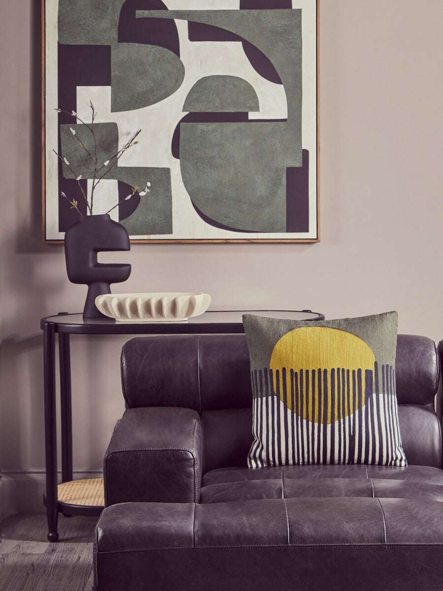 Stylish Orsina Console Table with Decorative Accessories and Modern Artwork in a Chic Living Room