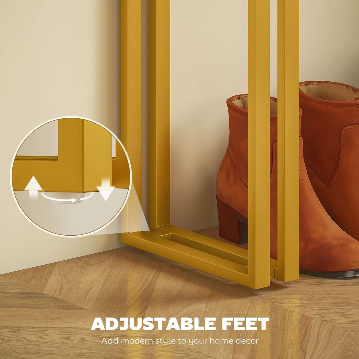Wise Galleria Console Table featuring adjustable feet for enhanced home decor versatility