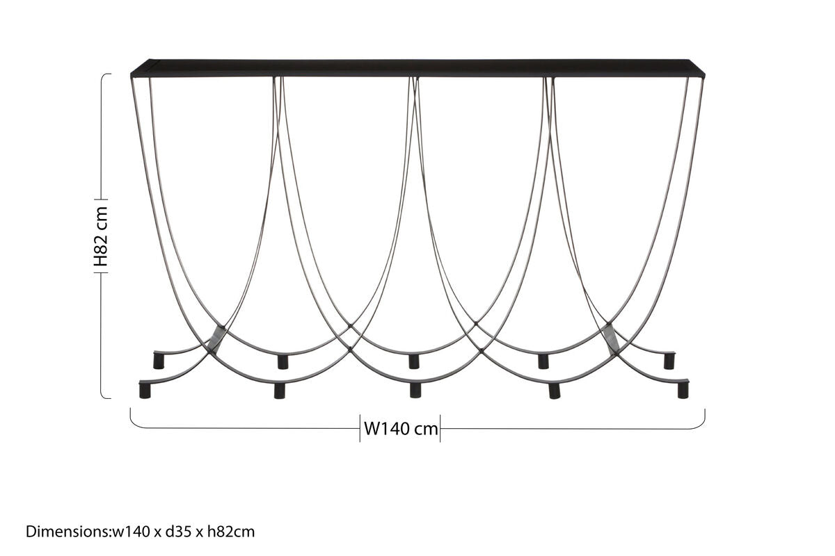 Orsina Console Table with Elegant Curved Design and Distinctive Metal Legs