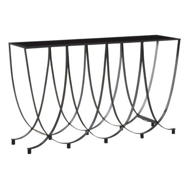 Stylish Orsina Console Table with a Modern Curved Design in Black Metal Finish