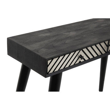 Orsina Console Table with Unique Geometric Drawer Design and Sleek Black Finish