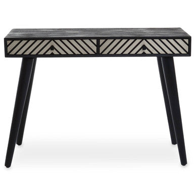 Orsina Console Table with Geometric Drawer Design and Stylish Black Legs