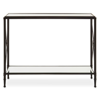 Orsina Console Table with Elegant Glass Top and Modern Metal Frame for Living Room Decor
