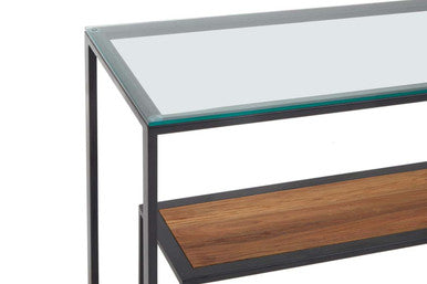 Orsina Console Table with Glass Top and Wooden Shelf for Stylish Home Decor