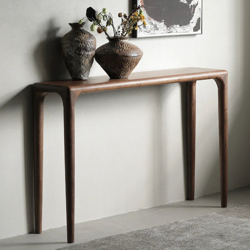 Elegant wooden Console Table with curved legs, perfect for home decor and flower displays