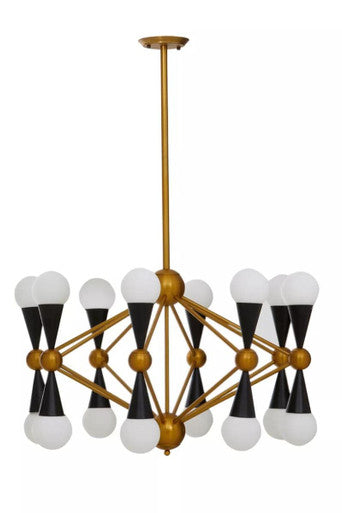 Orsina Pendant Light with a modern geometric design featuring black and white bulbs for stylish illumination