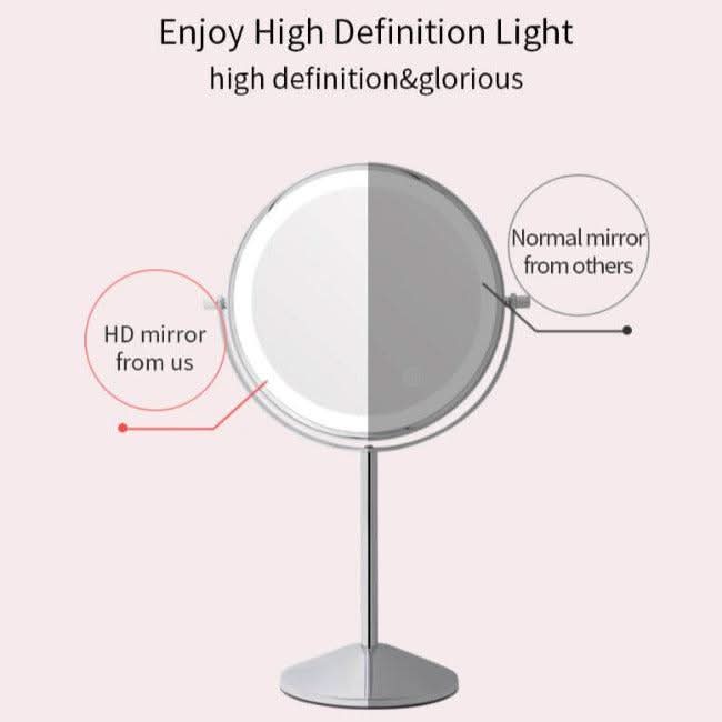High Definition Cosmetic Mirror on a stylish stand, showcasing superior clarity and design features