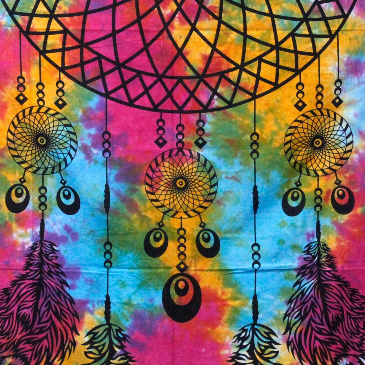Shades 4 Seasons Cotton Bedspread with Colorful Dreamcatcher Design AW-Dropship