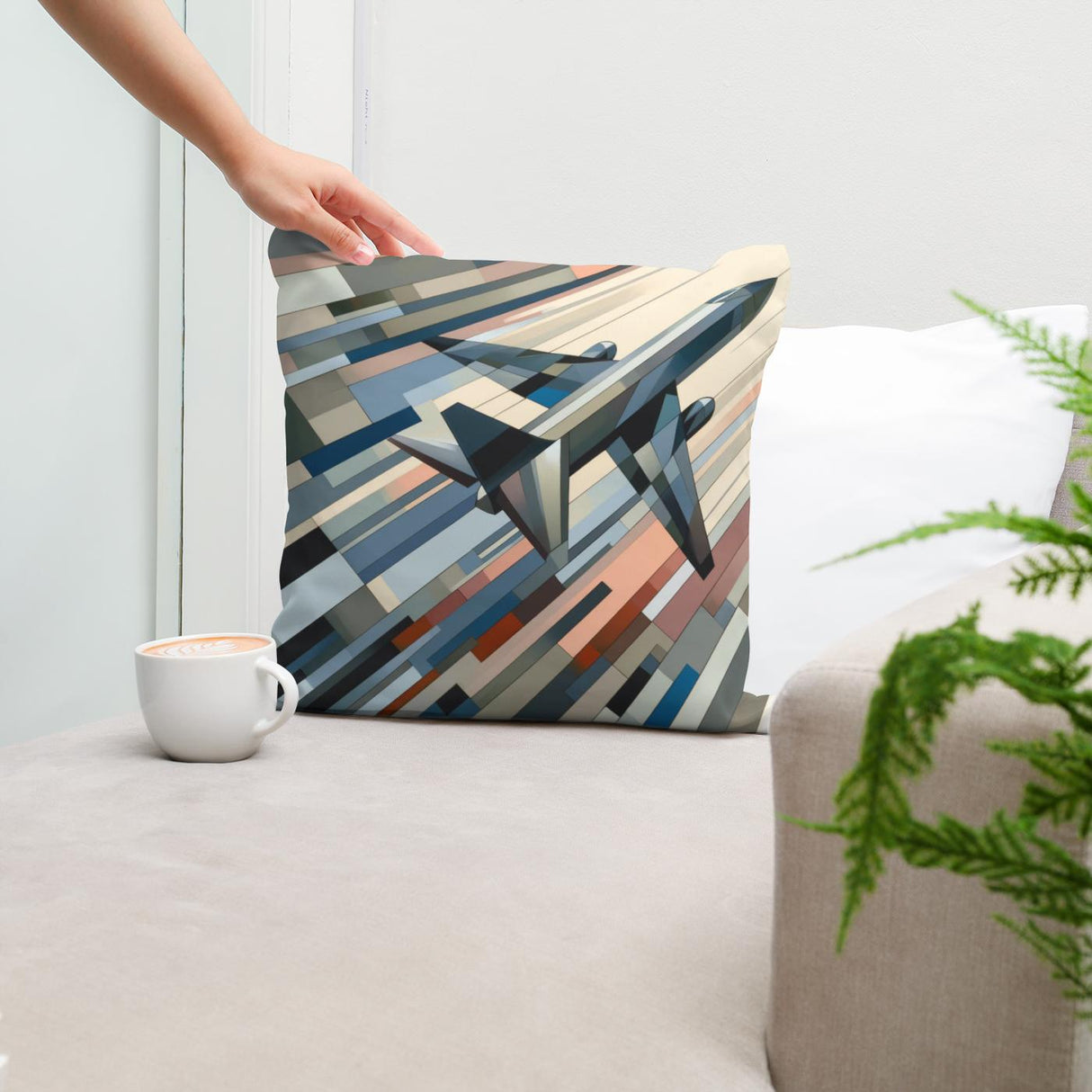 Stylish Cotton Cushion from HOME ART HAVEN featuring an abstract design in earthy tones