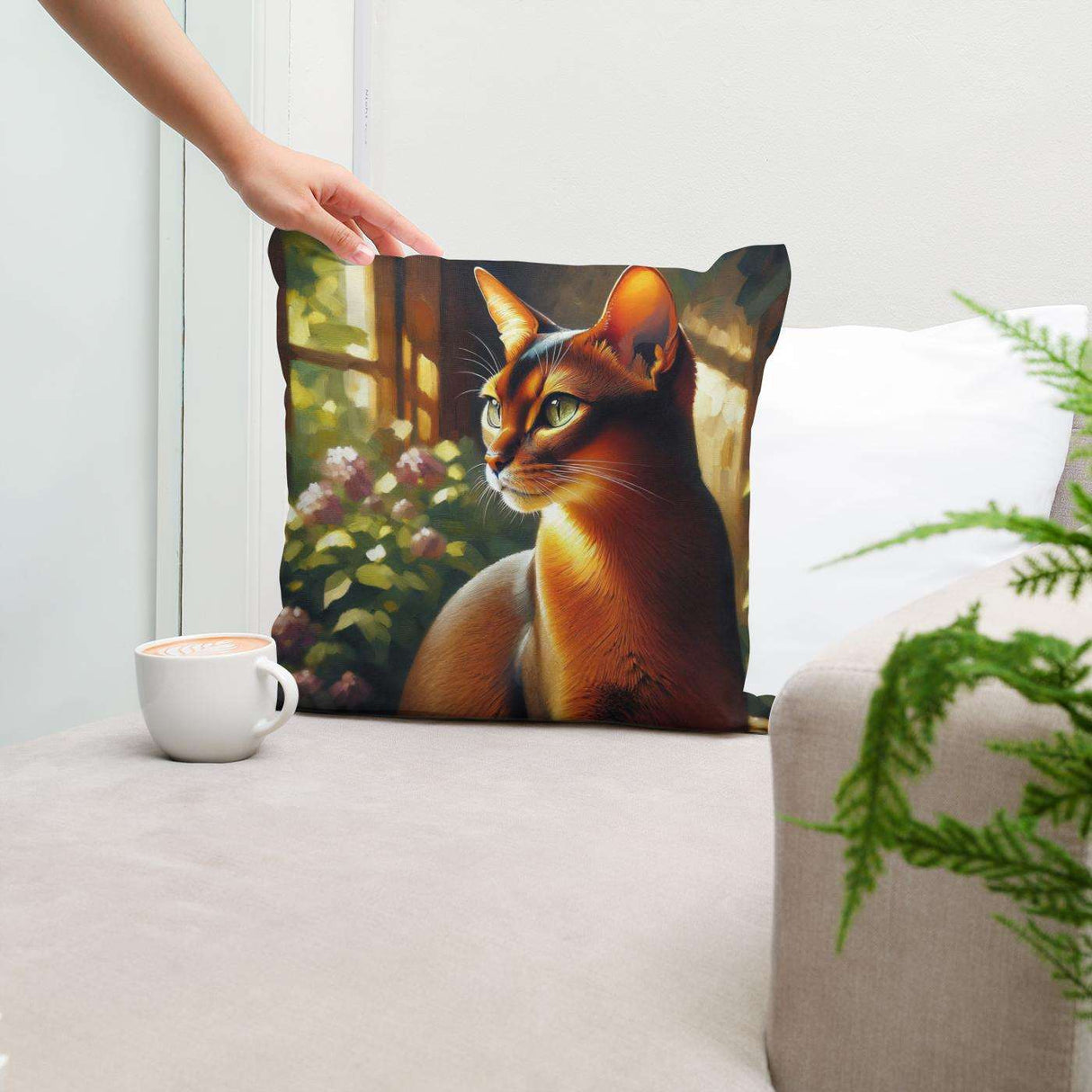 Cotton Cushion featuring a stylish cat design, perfect for adding charm to any living space