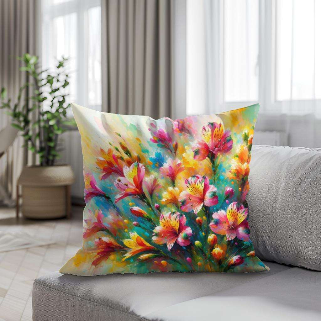 Colourful Cotton Cushion with Floral Design from HOME ART HAVEN, perfect for home decor.
