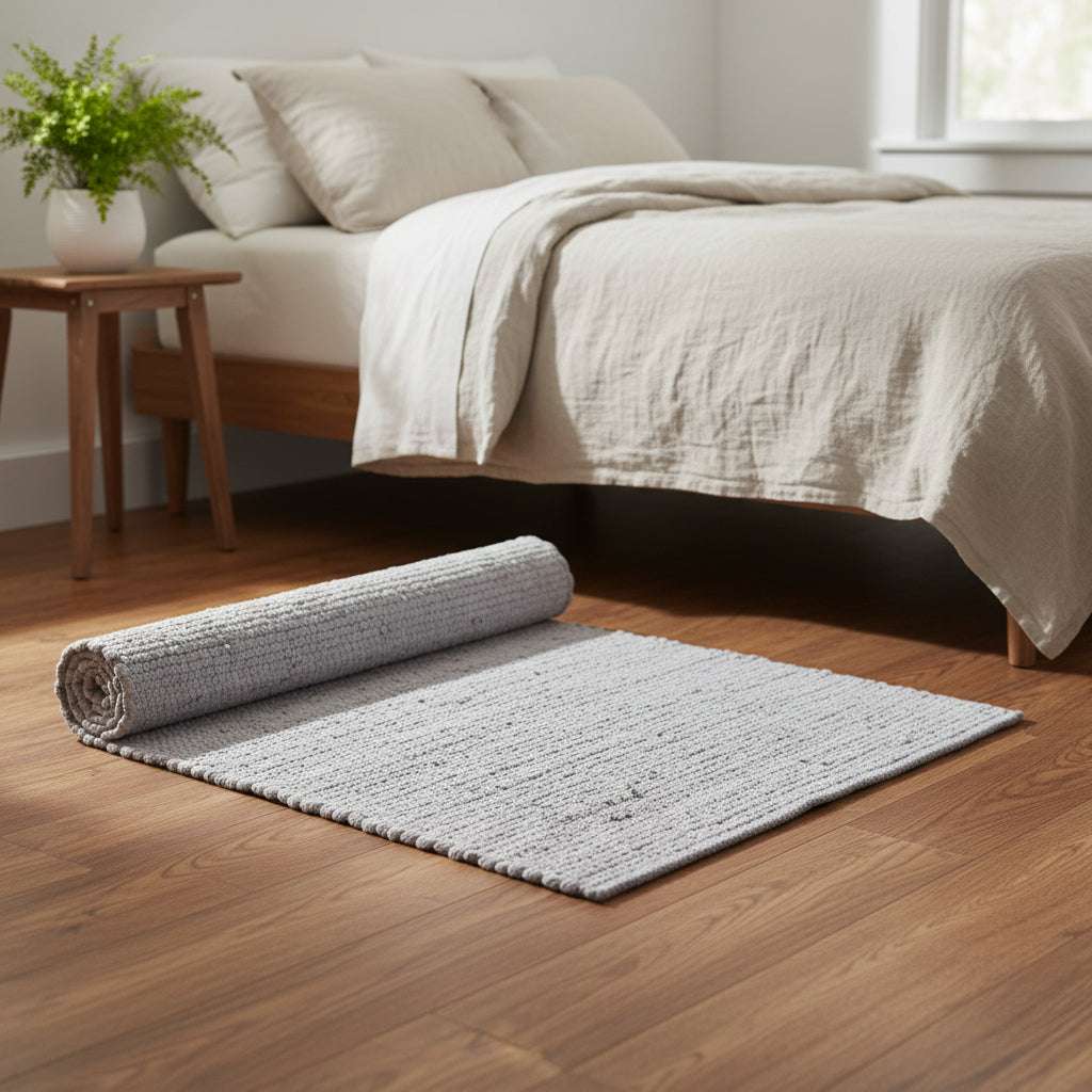 Medium Indian Handloom Cotton Rug - Grey AW Dropship UK