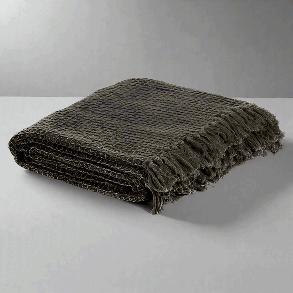 vidaXL Cotton Throw with Fringed Edge for Cozy Decor vidaXL