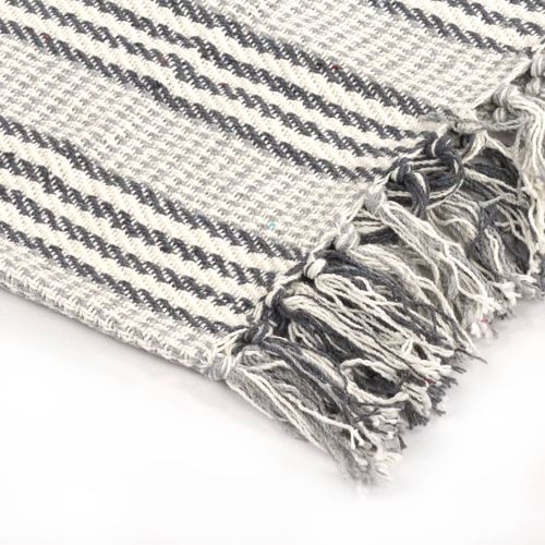 vidaXL Cotton Throw Herringbone 125x150 cm Grey vidaXL
