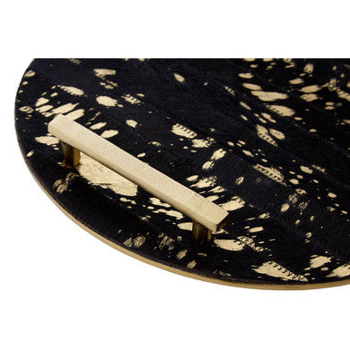 Orsina Cowhide Tray with a sleek gold handle and unique textured design