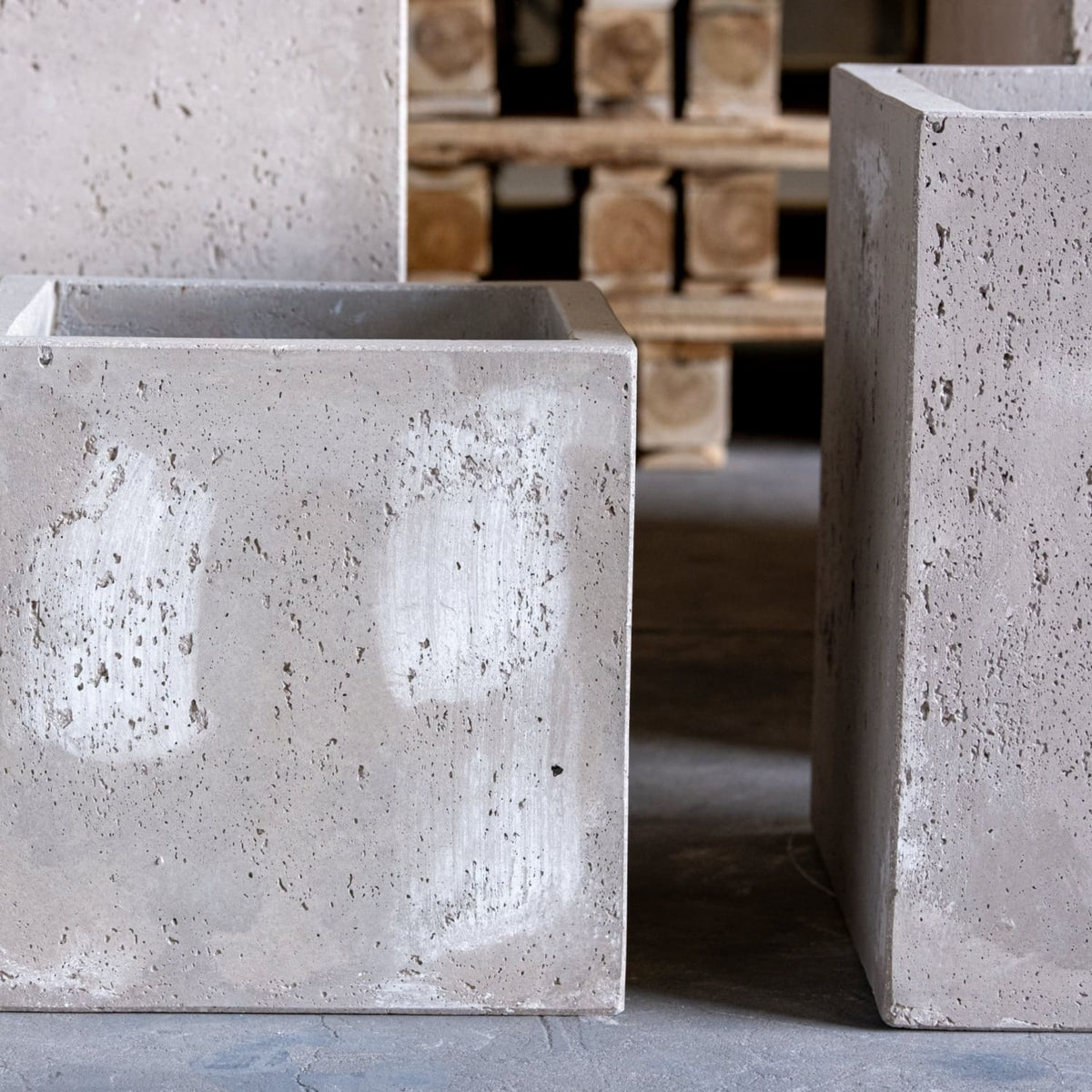 Stylish Cube Planter in textured grey concrete for modern home decor and indoor plants