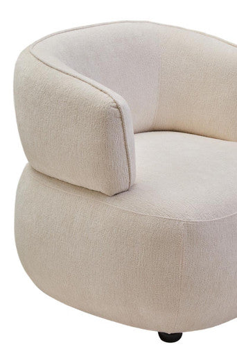 Dasha Textured Chenille Effect Ivory Curve Chair Orsina