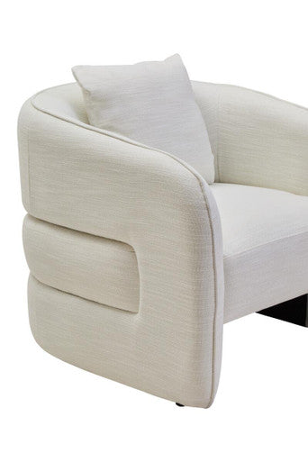 Bilani Cream Linen Effect Curved Chair Orsina