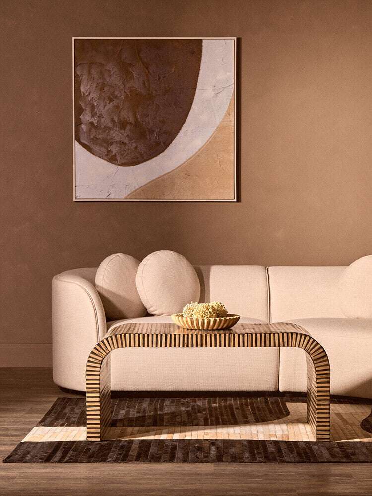 Bambusa Bamboo Inlay Curved Coffee Table Orsina