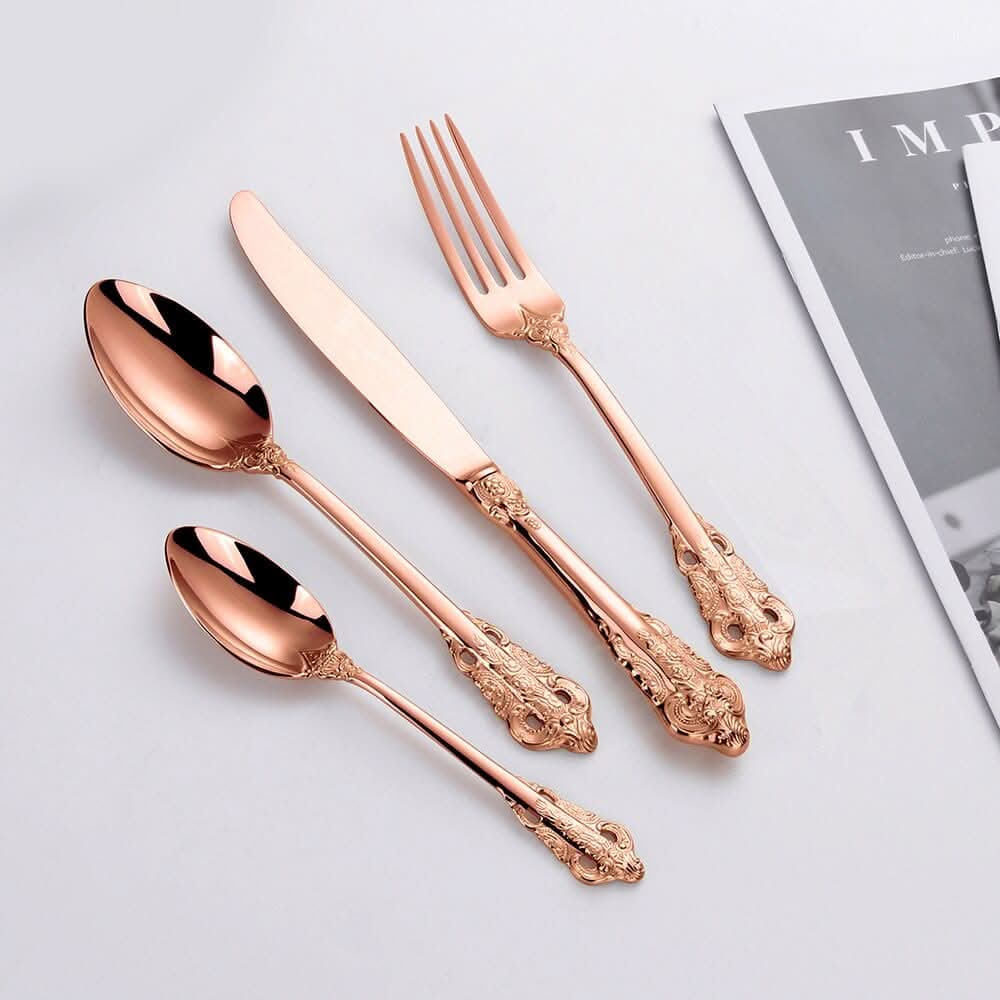Kitchen Essentials Elegant Cutlery Set for Dining 24pcs RoseGold Kitchen Essentials