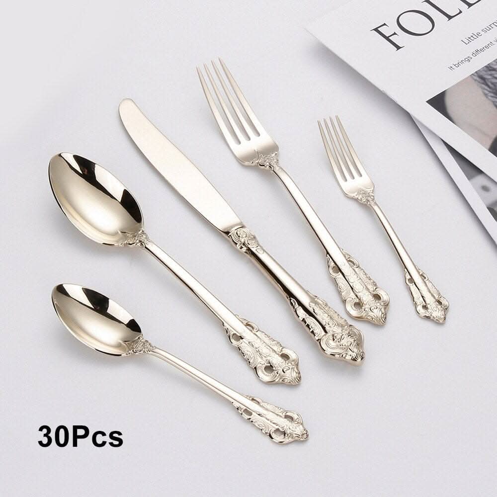 Kitchen Essentials Elegant Cutlery Set for Dining 30pcs Champagne A Kitchen Essentials