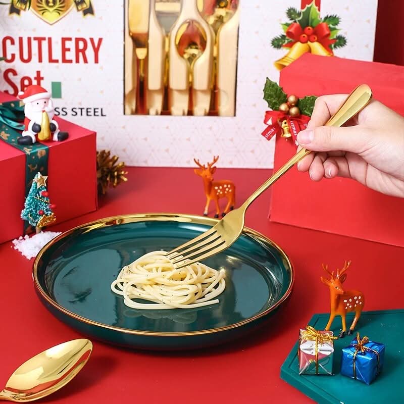 24Pcs Christmas Gifts Cutlery Set in Stainless Steel Kitchen Essentials