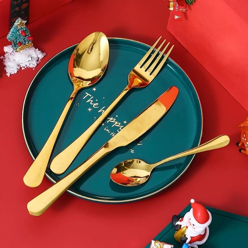 24Pcs Christmas Gifts Cutlery Set in Stainless Steel Kitchen Essentials
