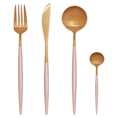 Avie 16 Piece Pink And Gold Finish Cutlery Set Orsina