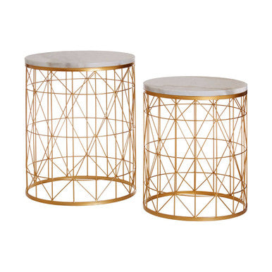 Avantis Set Of 2 Marble Top Round Side Tables Orsina