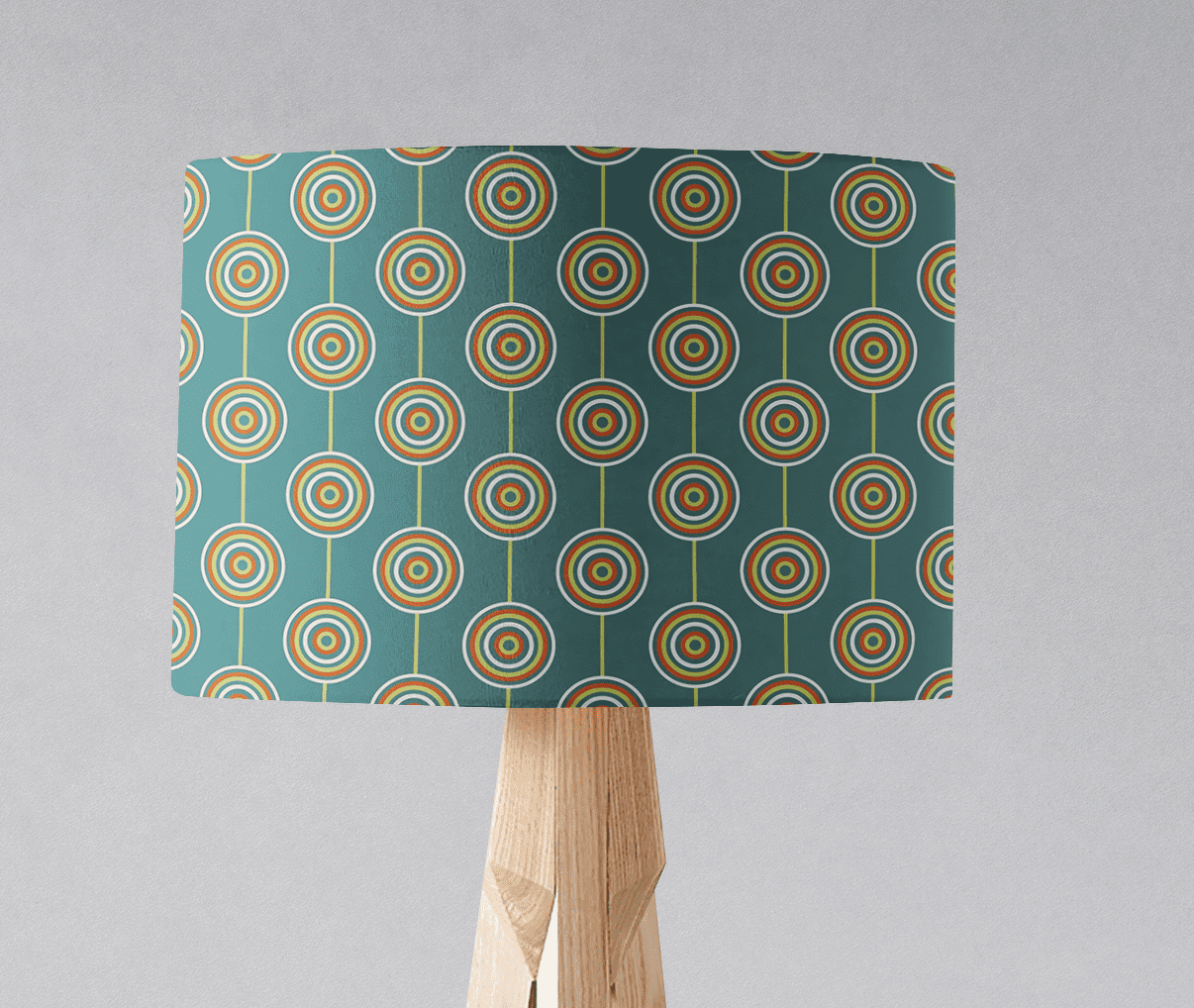 Shadow Bright Decorative Lampshade with Retro Circular Pattern on a Wooden Base