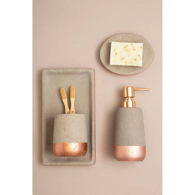 Orsina Soap Dish in Grey and Rose Gold with Matching Bathroom Accessories Set