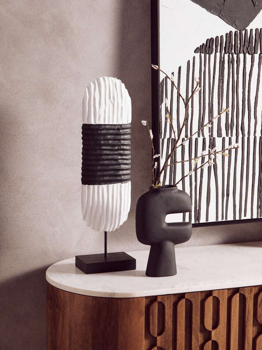 Astratto Black and White Abstract Hand Painted Wall Art Orsina